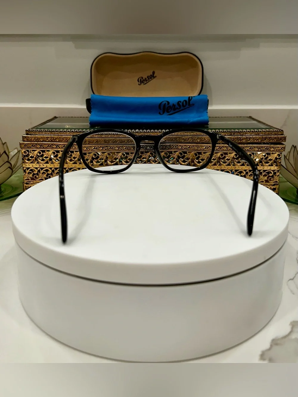 Persol Handmade Italy 3303-V Classic Black Rx Eyeglass Frames, Persol Case/Cloth